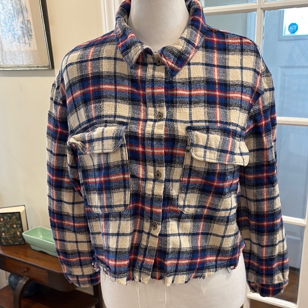 Zara Blue and Red Plaid Flannel Kids shirt. Size 13-14